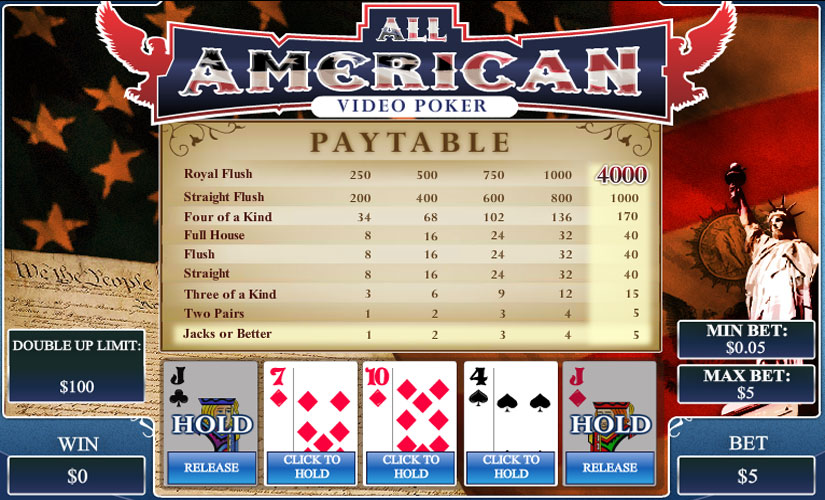 all american video poker screenshot